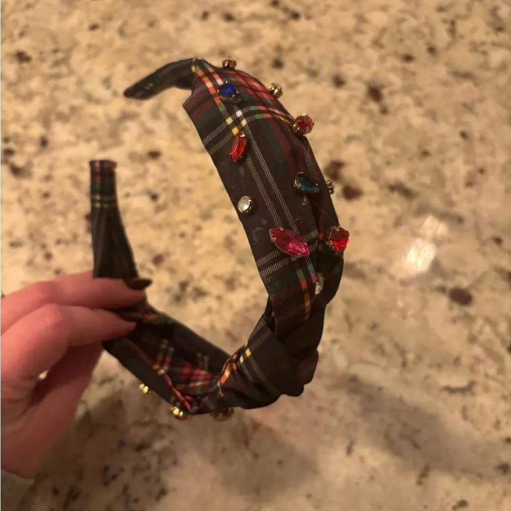 Jcrew Factory Plaid GemstoneEmbellished Headband Holiday Preppy